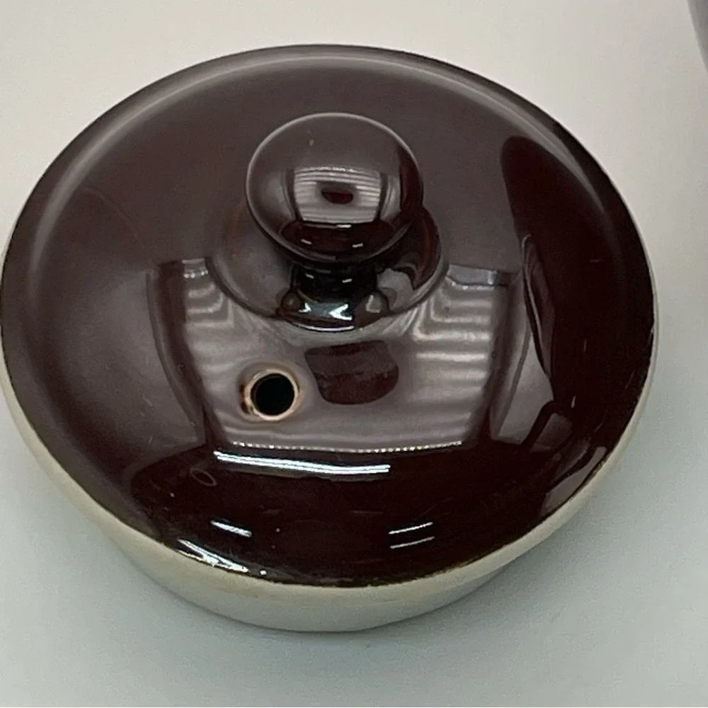 Vintage Hall China Brown‎ Teapot Ivory Interior USA Drip Glaze Vented Lid